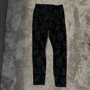 Fabletics Black Leggings with Floral Design